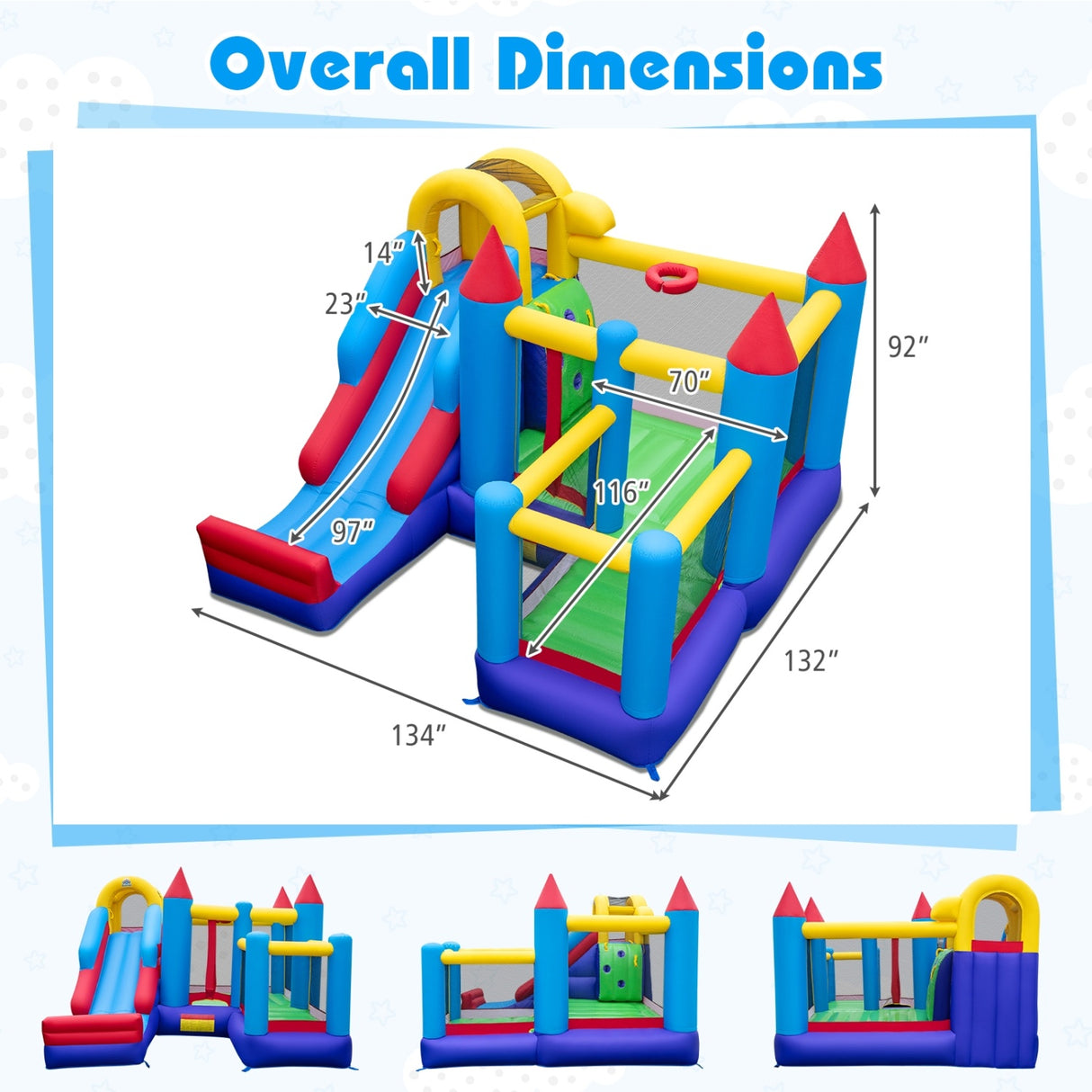 4-in-1 Inflatable Bounce Castle without Blower