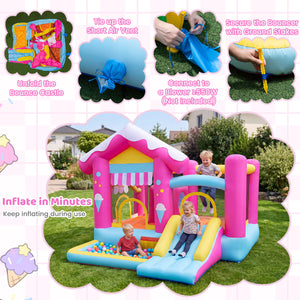 5-in-1 Inflatable Bounce House with Tunnel for Kids Ages 3-12