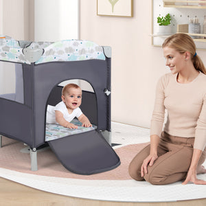 5-in-1  Portable Baby Beside Sleeper Bassinet Crib Playard with Diaper Changer-Beige
