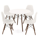 5 Pieces Dining Table Set With Solid Wood Leg-Beige