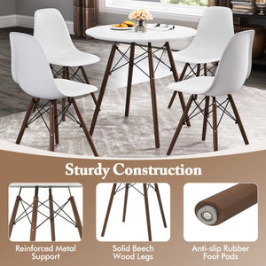 5 Pieces Dining Table Set With Solid Wood Leg-Beige