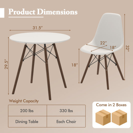 5 Pieces Dining Table Set With Solid Wood Leg-Beige