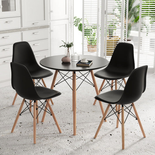5 Pieces Dining Table Set With Solid Wood Leg-Black