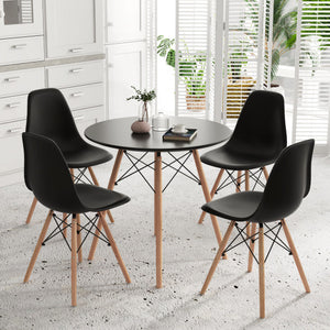 5 Pieces Dining Table Set With Solid Wood Leg-Black