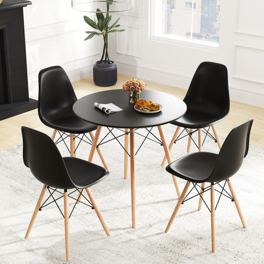 5 Pieces Dining Table Set With Solid Wood Leg-Black