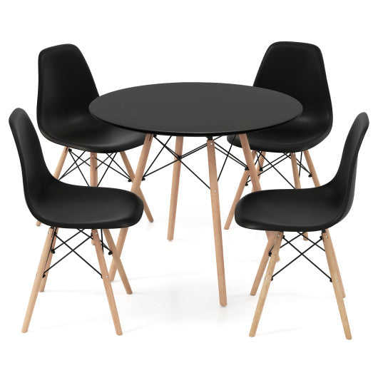 5 Pieces Dining Table Set With Solid Wood Leg-Black