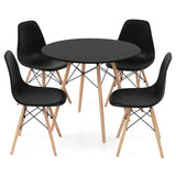 5 Pieces Dining Table Set With Solid Wood Leg-Black