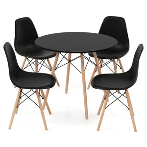 5 Pieces Dining Table Set With Solid Wood Leg-Black