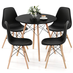 5 Pieces Dining Table Set With Solid Wood Leg-Black
