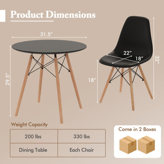 5 Pieces Dining Table Set With Solid Wood Leg-Black