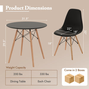 5 Pieces Dining Table Set With Solid Wood Leg-Black