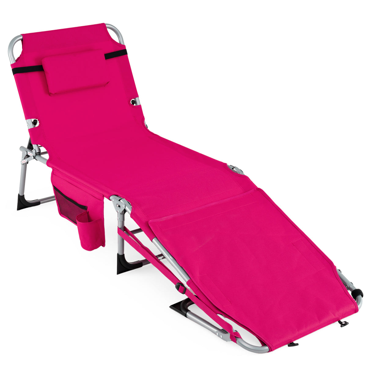 5-position Outdoor Folding Chaise Lounge Chair-Pink