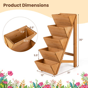 5-tier Vertical Raised Garden Bed Wood Elevated Planter Box with Legs-Orange