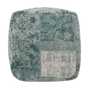 Ocean - Square Pouf Ottoman And Floor Cushion - Teal / Beige by Couch.com