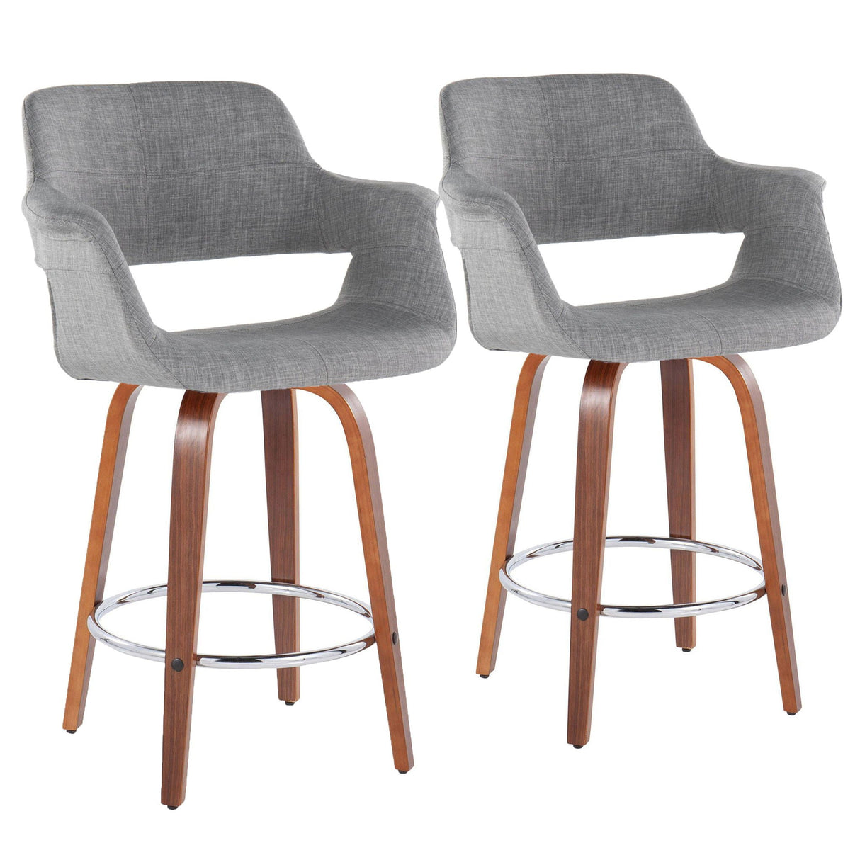 Vintage Flair - Mid-Century Modern Fixed Height Counter Stool With Swivel With Round Footrest (Set of 2) by Couch.com