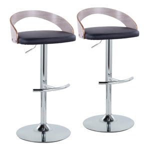 Grotto - Contemporary, Adjustable Barstool With Swivel With Rounded T Footrest (Set of 2) by Couch.com