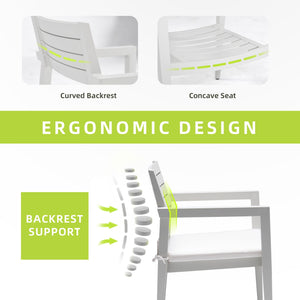 Outdoor Patio Aluminum Stationary Dining Chairs With Outdoor-Grade Sunbrella Fabric Cushions, Tapered Feet (Set of 4) by Couch.com