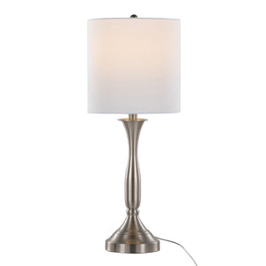 Sawyer - Contemporary Table Lamp (Set of 2) Built In USB Port - Nickel / White by Couch.com