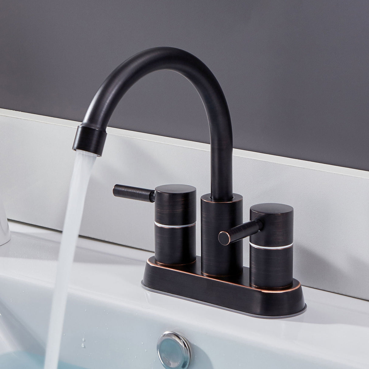 Elegant 2 Handle Bathroom Faucet With 360 Degree High Arc Swivel, Stainless Steel - Oil Rubbed Bronze by Couch.com
