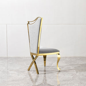 Gorgeous Streamlined High Back Fabric Stainless Steel Dining Chair (Set of 2) - Gold / Gray by Couch.com