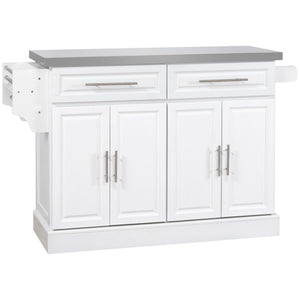 Homcom - Rolling Kitchen Island With Storage, Portable Kitchen Cart With Stainless Steel Top, 2 Drawers, Spice, Knife And Towel Rack And Cabinets by Couch.com