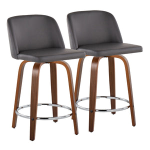 Toriano - Mid Century Modern Fixed Height Counter Stool With Swivel With Round Footrest (Set of 2) by Couch.com