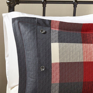 7 Piece Herringbone Comforter Set Red King