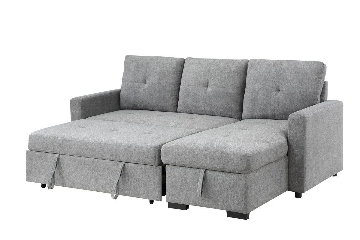 Serenity - Fabric Reversible Sleeper Sectional Sofa With Storage Chaise - Gray by Couch.com