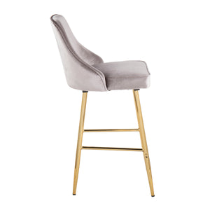 Marcel Contemporary Glam Counter Stool in Gold Metal - Set of 2