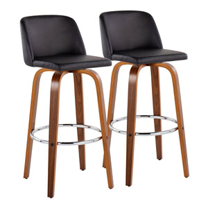 Toriano - Mid Century Modern Fixed Height, Barstool With Swivel With Round Footrest (Set of 2) by Couch.com