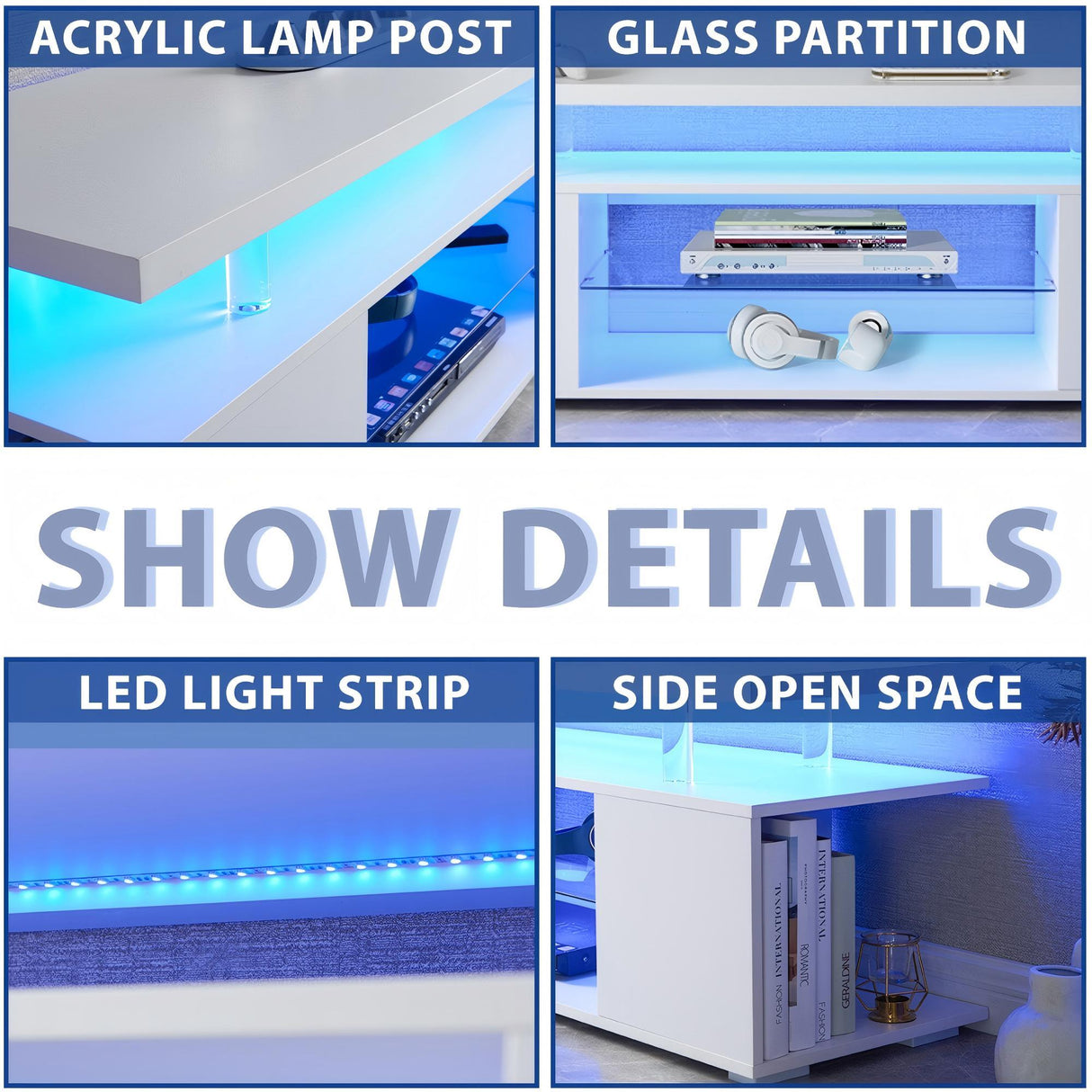 TV Stant With LED And Large Side Cabinet by Couch.com
