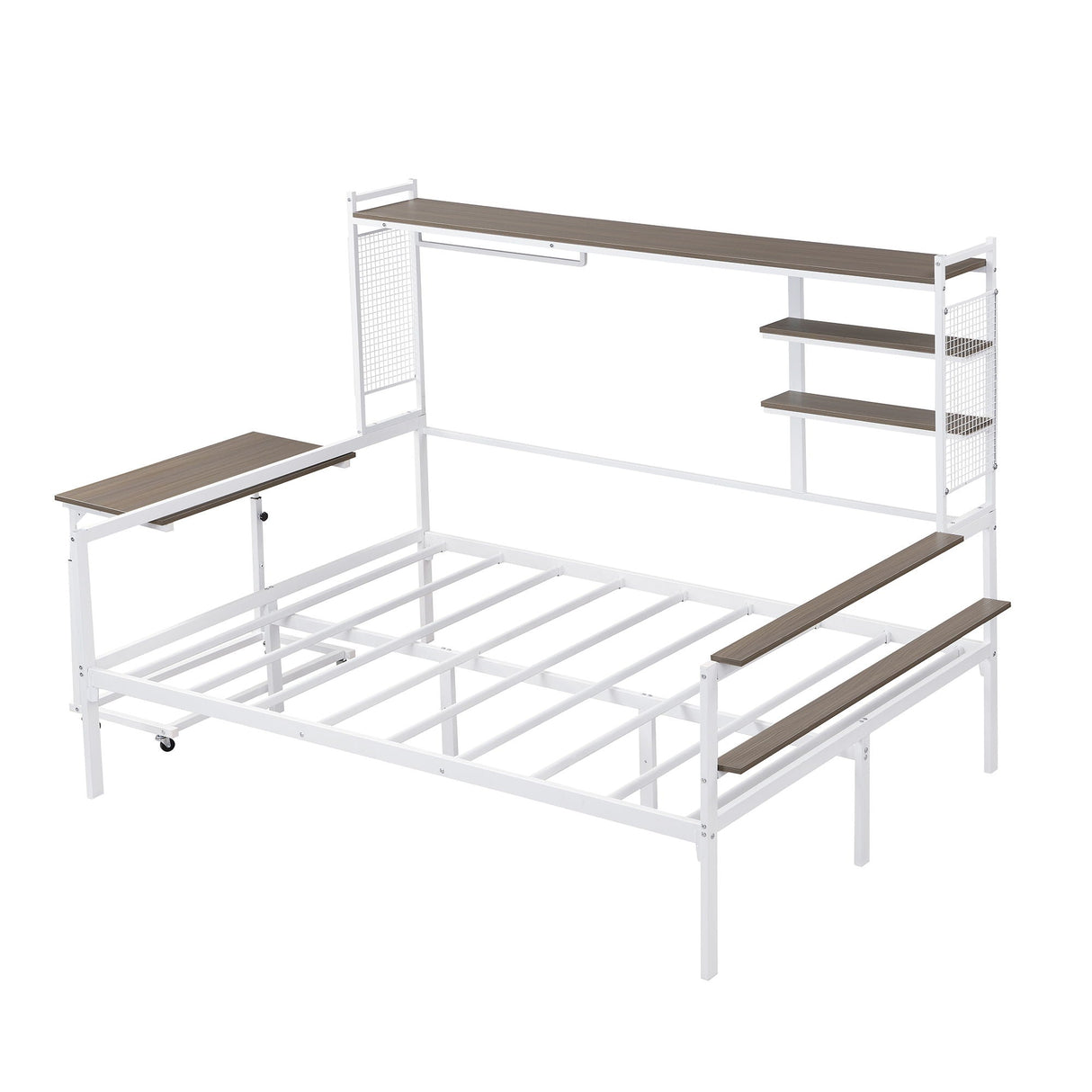 Daybed With Movable Desk, Grid, Shelves And Clothes Hanger by Couch.com