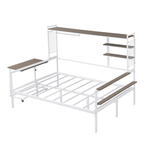 Daybed With Movable Desk, Grid, Shelves And Clothes Hanger by Couch.com
