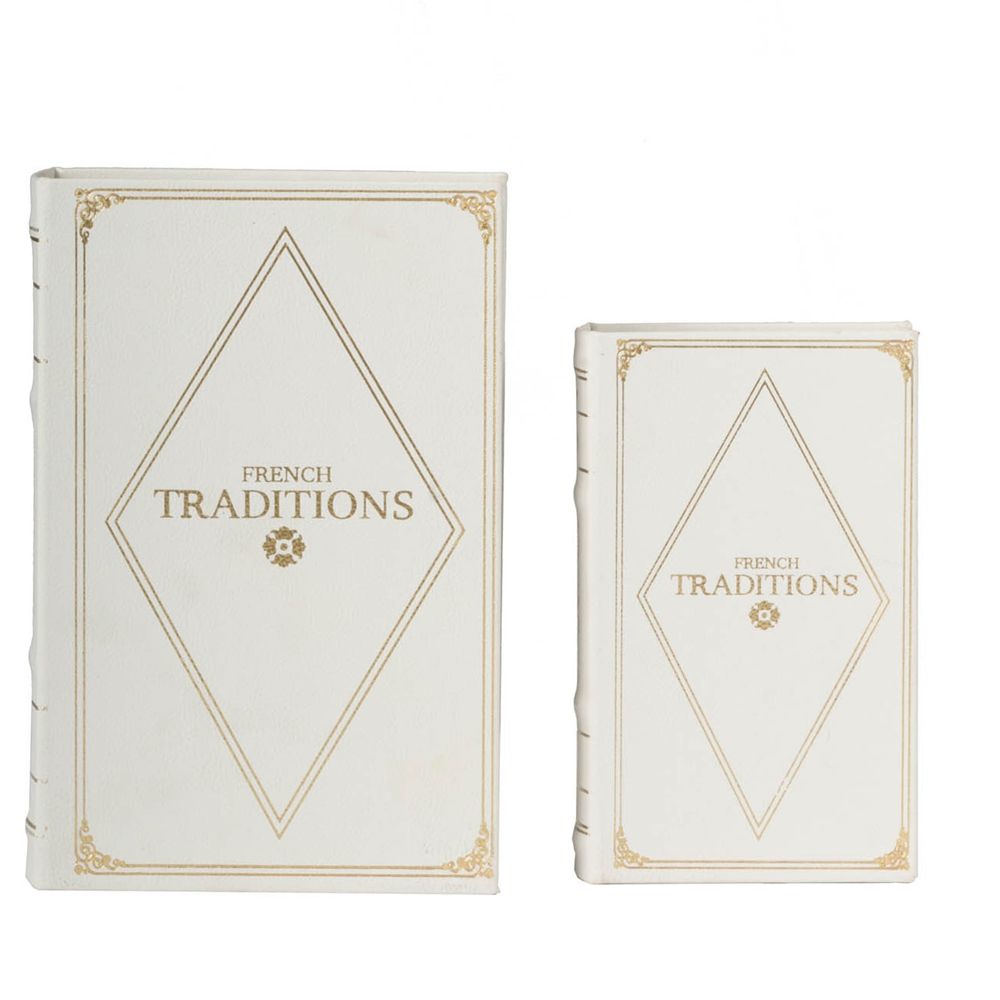 Book Boxes (Set of 2) - White / Gold by Couch.com