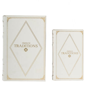 Book Boxes (Set of 2) - White / Gold by Couch.com