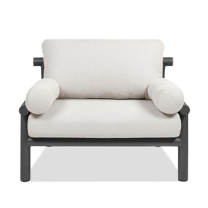 Zara - Dowel Frame Bolster Patio Deep Seating Armchair, Axroma Olefin - Wheat Beige by Couch.com