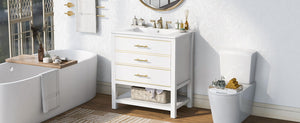 Modern Bathroom Vanity Cabinet, Combo With Open storage, Two Drawers by Couch.com
