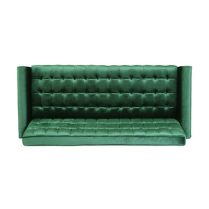 Square Arms Velvet Straight Sofa, Living Room And Study - Emerald by Couch.com