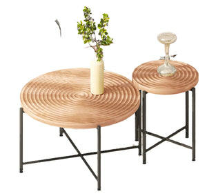Coffee And End Table Set Waterproof Cover, Distressed Cylindrical Design, Legs Classic Rustic Charm (Set of 2) by Couch.com