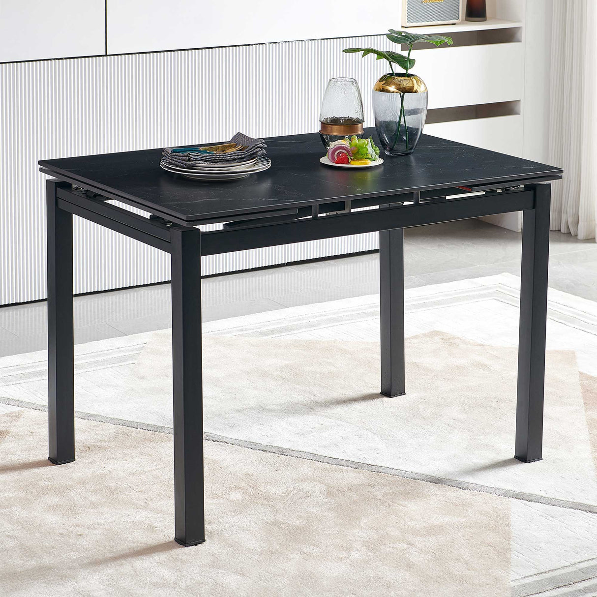 Ceramic Modern Rectangular Expandable Dining Room Table For Space-Saving Kitchen Small Space Table by Couch.com