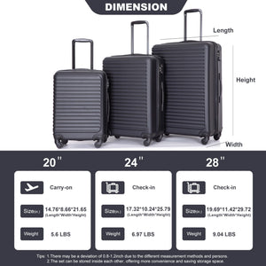 3 Piece Luggage Sets Lightweight Suitcase With Two Hooks, Spinner Wheels, Tsa Lock by Couch.com