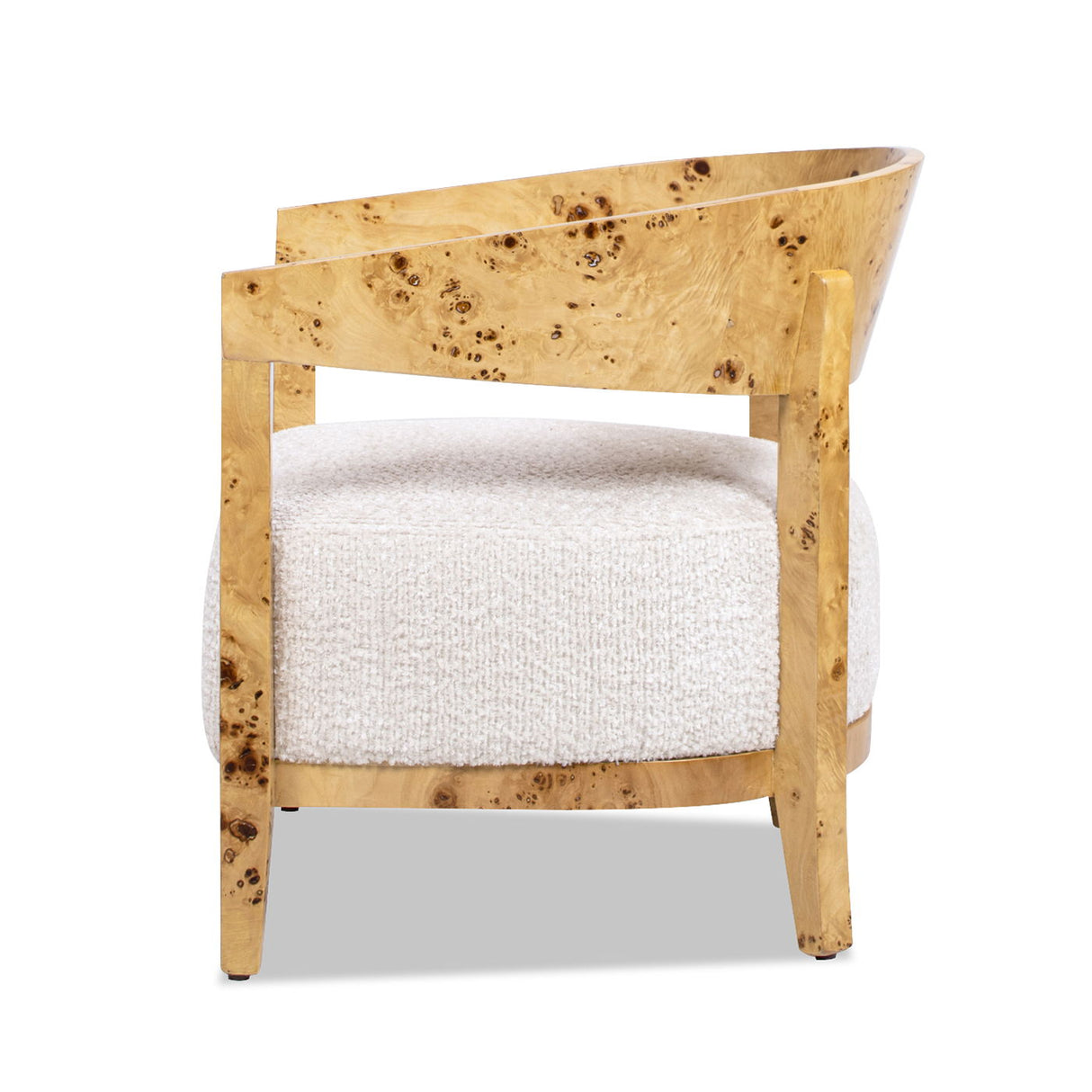 Madrid - Burl Barrel Accent Arm Chair - Seashell White by Couch.com