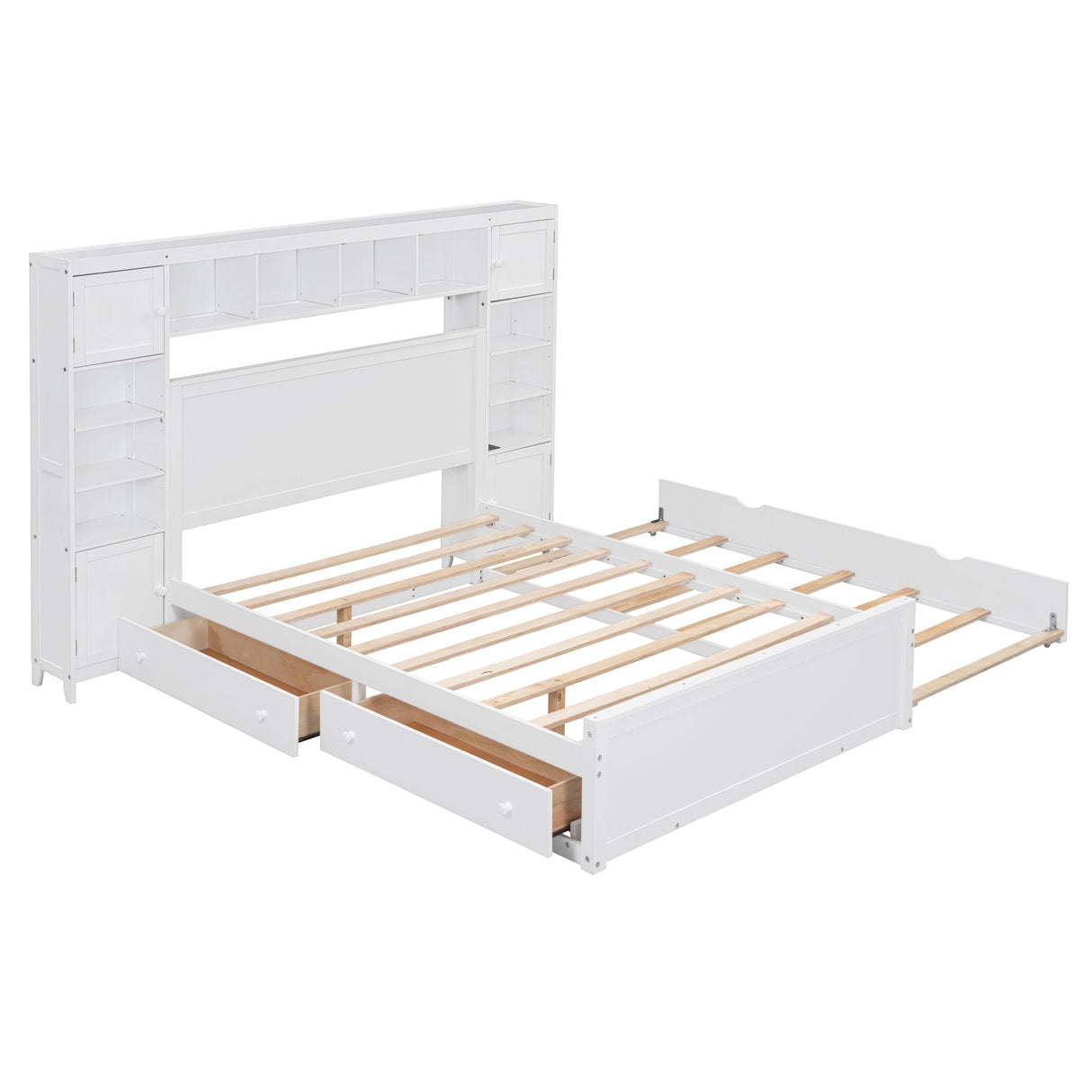Bed With All In One Cabinet, Shelf And Sockets, Trundle by Couch.com