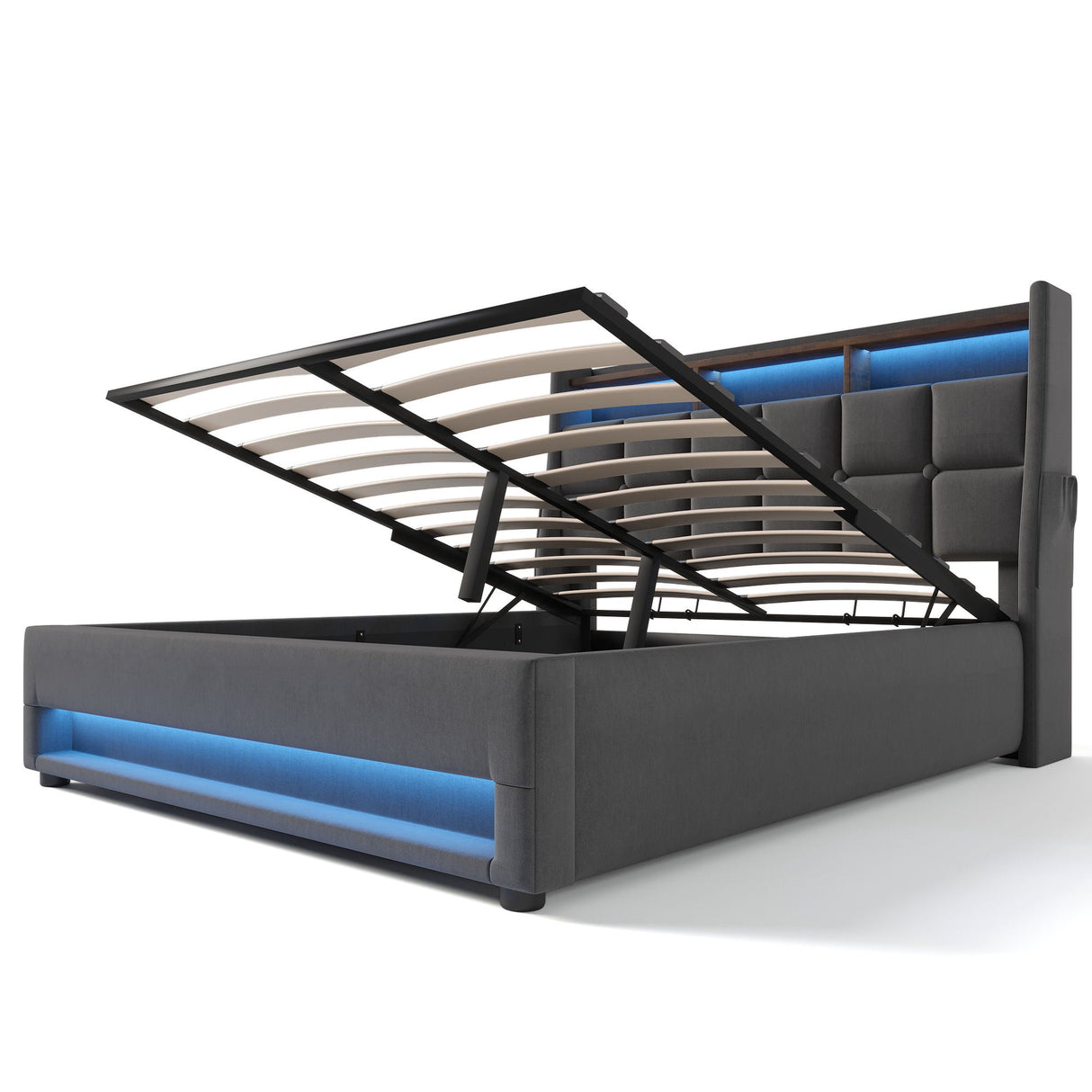 Upholstered Platform Bed With A Hydraulic Storage System, LED And USB Charging (Without Mattress) by Couch.com