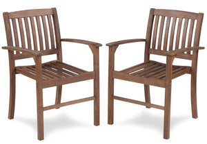 Acacia Patio Dining Chair (Set of 2), Solid Indoor Outdoor Comfortable Seat Brown, Modern Farmhouse Chair For Kitchen, Bedroom, Living Room - Brown by Couch.com