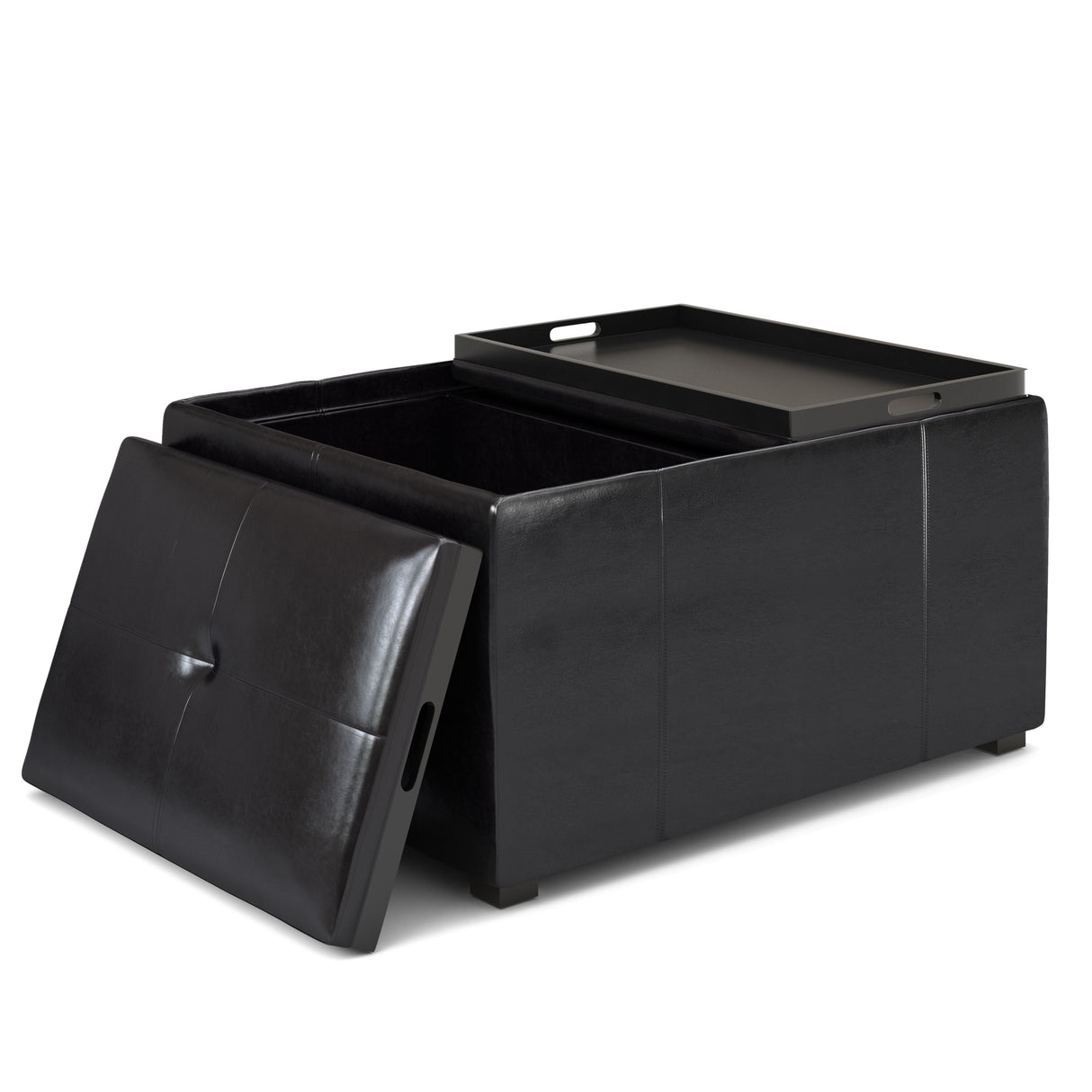 Avalon - Small Coffee Table Storage Ottoman - Midnight Black by Couch.com