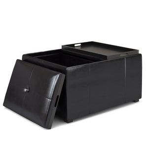 Avalon - Small Coffee Table Storage Ottoman - Midnight Black by Couch.com