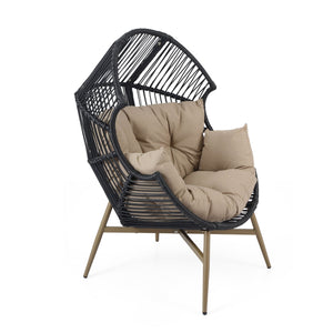 Cori - Outdoor Patio Egg Chair, With Cushion - Black / Khaki by Couch.com