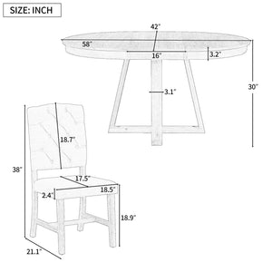 Retro Functional Dining Set, Round Table With Leaf And Upholstered Chairs For Dining Room And Living Room by Couch.com