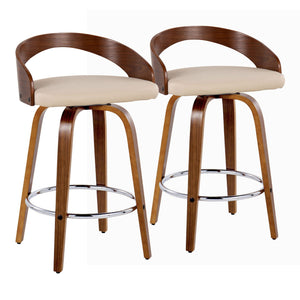 Grotto - Mid Century Modern Elegant Fixed Height Counter Stool With Swivel With Round Footrest (Set of 2) by Couch.com